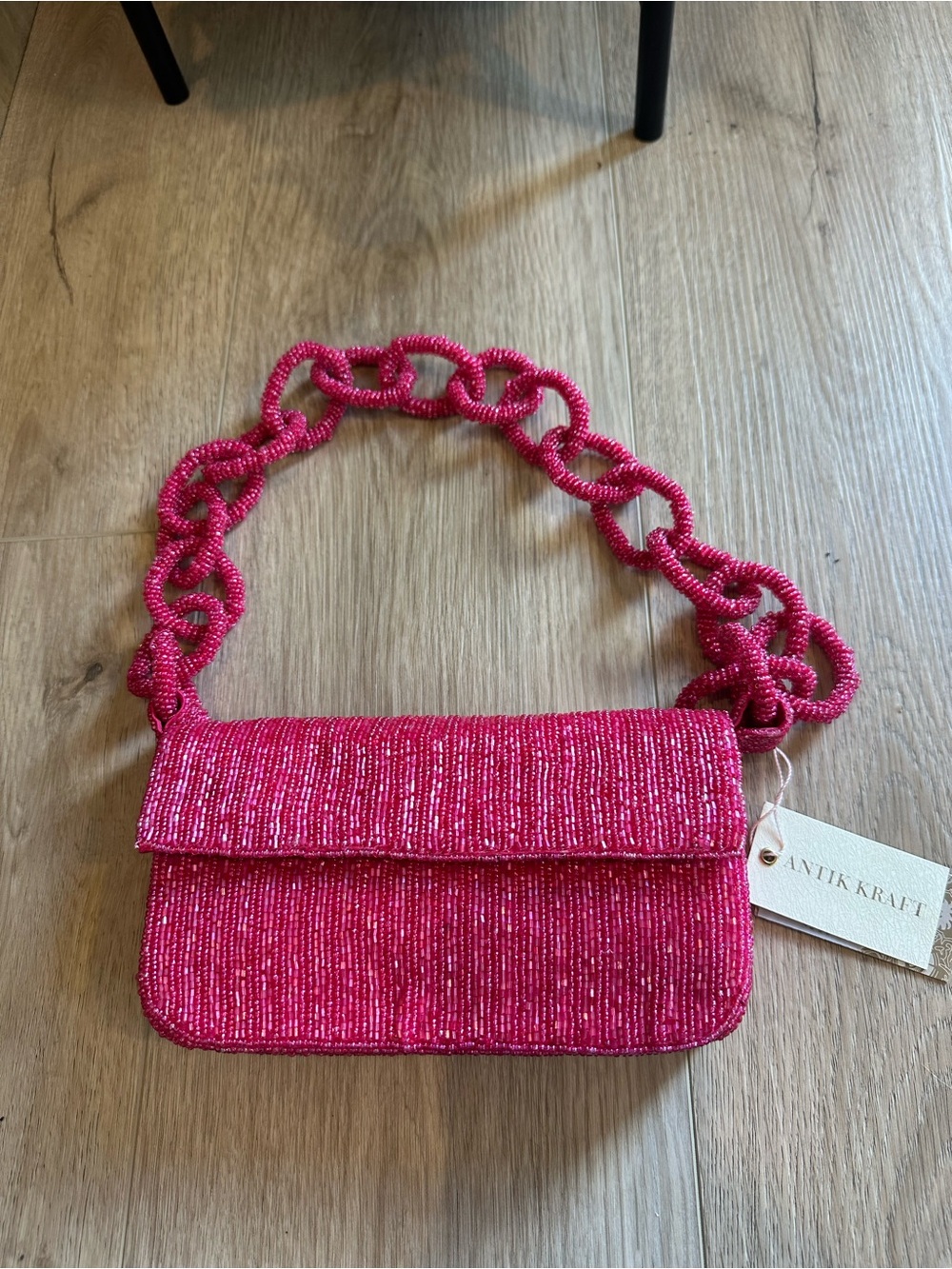 Antik Kraft Pink Beaded Chain Shoulder Bag